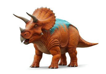 Fototapeta premium Vibrant illustration of a triceratops dinosaur on white background
