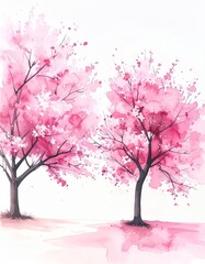 Fototapeta premium 桜の水彩画イラスト