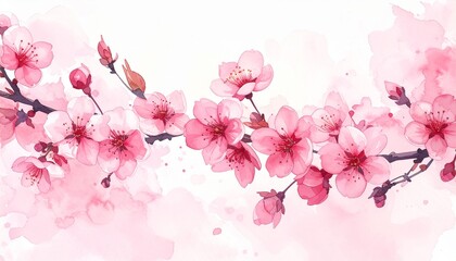 桜の水彩画イラスト