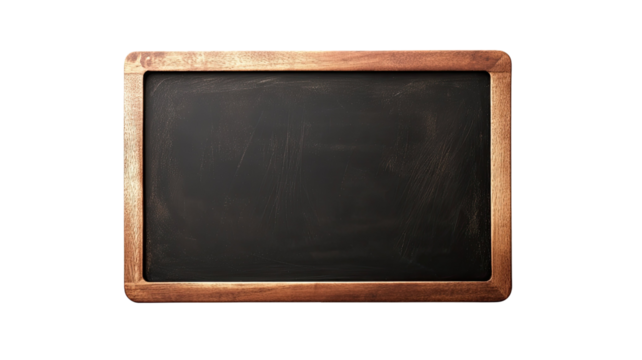 Blackboard with dark matte writing surface classic school chalk board texture educational classroom element clean teaching display isolated on white background