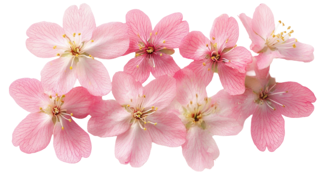 Delicate pink cherry blossom with soft floral petals vibrant spring bloom natural botanical detail gentle seasonal flower isolated on white background