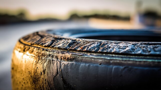 chock. Extreme close-up of a heavy rubber wheel chock positioned against an aircraft tire. mobility guides, transit brochures, designed for mobility and urban transit guides.
