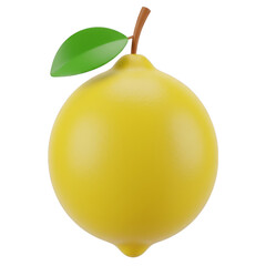 Single Yellow Lemon with Green Leaf fruit citrus