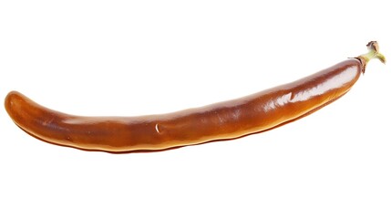 Single Brown Carob Pod Isolated on White