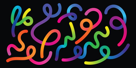 Assorted hand drawn style gradient scribbles and loops for adding artistic flair to presentations