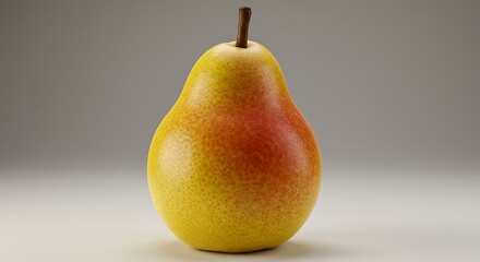 Ripe pear isolated on white background with overhead lighting