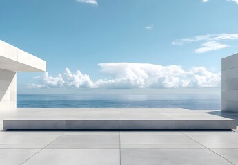 Minimalist Concrete Terrace Overlooking the Ocean