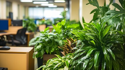 Office Plants, Greenery in Modern Workspace