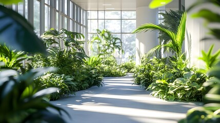 Sunlit Indoor Garden Pathway