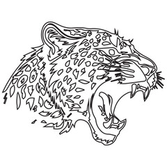 Jaguar Roaring Line Art