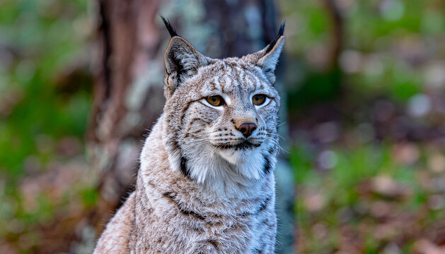 Generative AI portrait of a Iberian lynx or lynx pardinus in the snow
