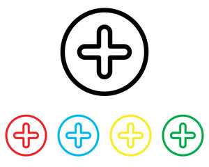 Add icon vector. Plus sign symbol in trendy flat style. Set elements in colored icons. Medical cross vector icon illustration isolated on white background