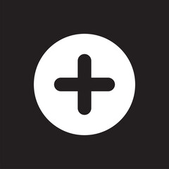 Add icon vector. Plus icon sign symbol vector. Medical cross vector icon illustration isolated on black background