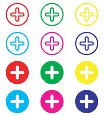 Add icon vector. Plus sign symbol in trendy flat style. Set elements in colored icons. Medical cross vector icon illustration isolated on white background