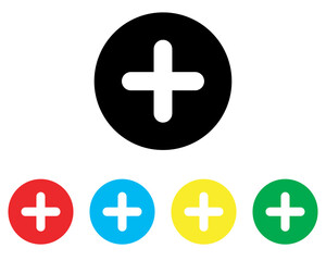 Add icon vector. Plus sign symbol in trendy flat style. Set elements in colored icons. Medical cross vector icon illustration isolated on white background