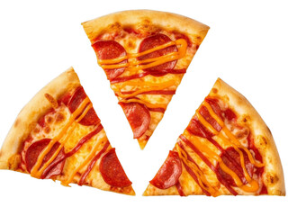 Three Slices of Pepperoni Pizza with Drizzle cheese