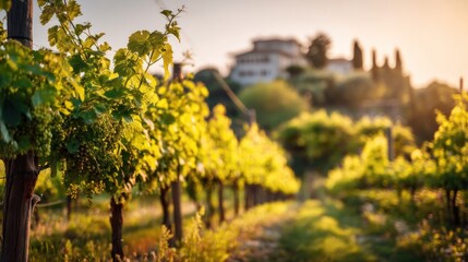 Fototapeta premium Vineyard landscape with transparent background