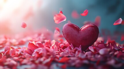 Abstract petals drifting into heart, love, gentle organic connection