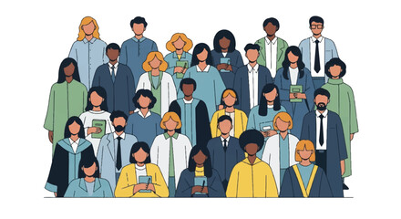 Diverse Group of People Standing Together A Community and Unity Illustration