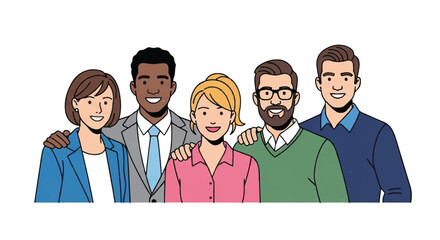 Diverse Group of Professionals Posing Together in a Casual Setting