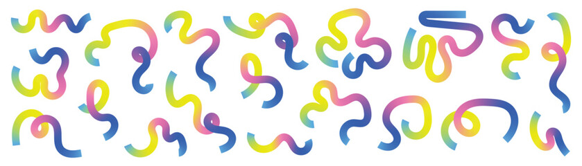 Abstract confetti-like curved shapes and spirals for creative wallpapers and digital art compositions