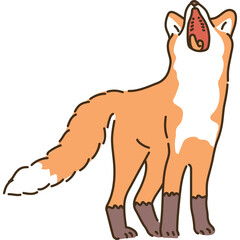 Stylized Orange Fox With White Accents And Open Mouth On Transparent Background Animal Illustration