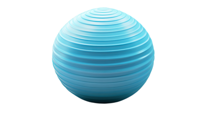 Blue fitness ball with smooth exercise surface durable workout sphere gym training equipment balanced stability tool detail isolated on white background
