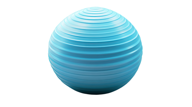 Blue fitness ball with smooth exercise surface durable workout sphere gym training equipment balanced stability tool detail isolated on white background
