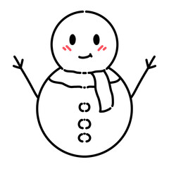 Hand-drawn smiling snowman Christmas illustration for seasonal greeting cards and winter projects
