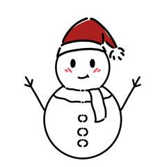 Hand-drawn smiling snowman Christmas illustration for seasonal greeting cards and winter projects