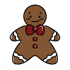 Hand-drawn Cute gingerbread man cookie clipart perfect for Christmas designs