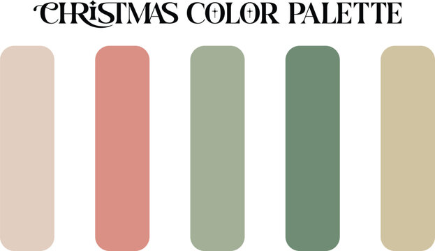 Modern christmas color palette with five muted tones for seasonal design