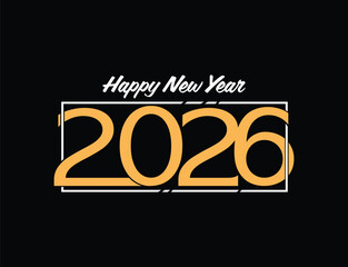 Happy New Year 2026 design on black background