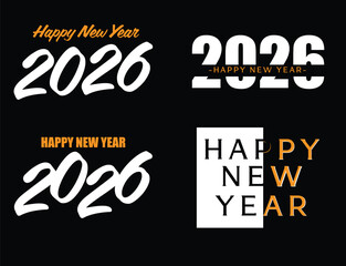 Happy New Year 2026 design on black background