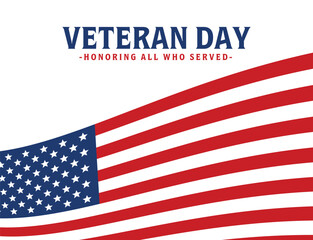 Veteran day with soldier and America flag on background