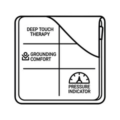 Wellness icon for deep touch therapy and grounding comfort with pressure indicator for calming sensory experience, promoting relaxation and wellbeing