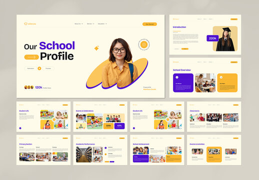 Modern School Profile Presentation Template for Education Portfolio
