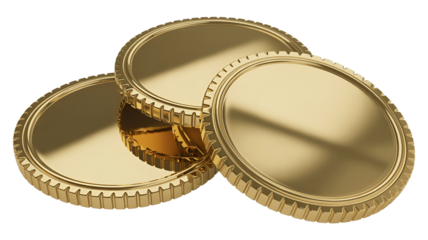 A close-up shot of several gold coins.