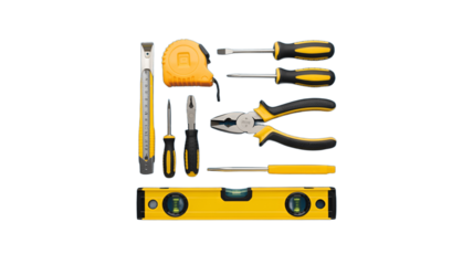 A variety of different tools are on display against the surface.