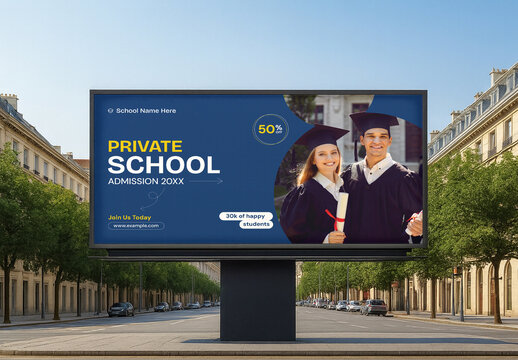 Private School Admission Billboard Banner Template Modern Education Design