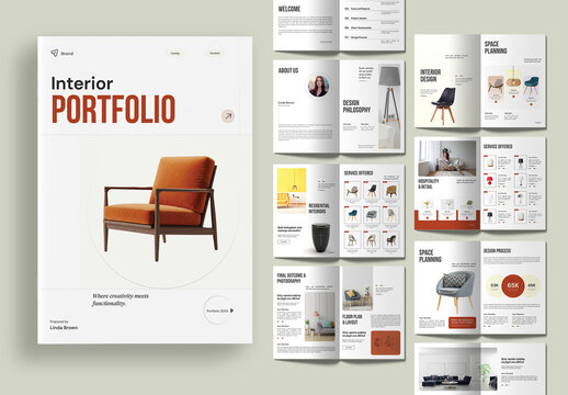 Interior Portfolio Brochure Template Modern Minimal Project Layout