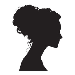 Graceful woman profile silhouette showcasing a sophisticated updo hairstyle Vector