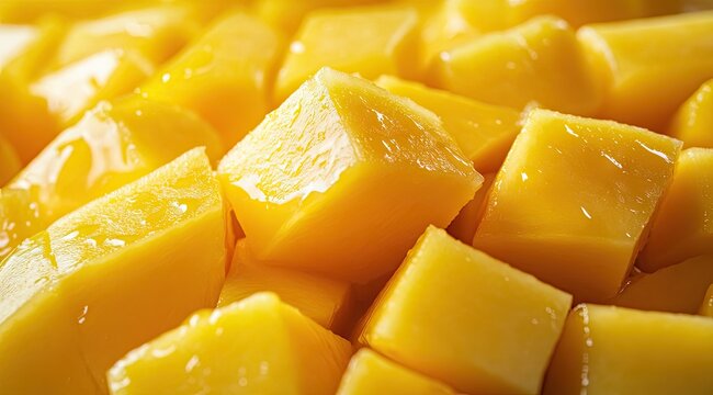 Close-up of diced mango cubes (8)