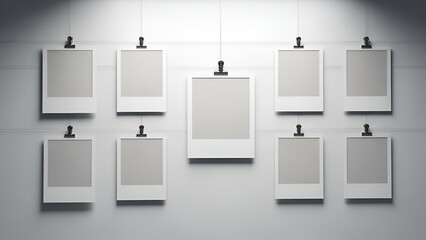 blank photo frames set – minimalist polaroid mockup – empty snapshot placeholders collection