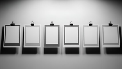 blank photo frames set – minimalist polaroid mockup – empty snapshot placeholders collection