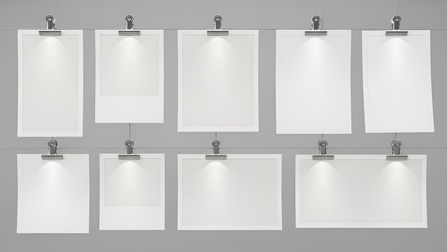 blank photo frames set – minimalist polaroid mockup – empty snapshot placeholders collection