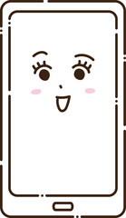 スマホ　喜ぶ表情　スマートフォン　ニコニコ　かわいいキャラクターイラスト