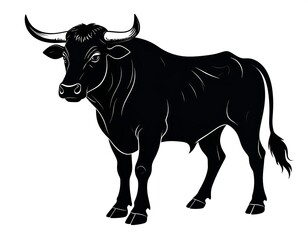 Fototapeta premium Silhouetted illustration of a powerful bull, depicting strength, masculinity, and determination