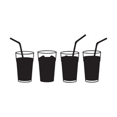 Four refreshing soda glasses with straws icon vector illustration