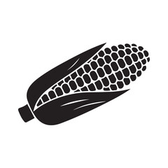 Sweet corn on the cob black silhouette icon vector illustration art